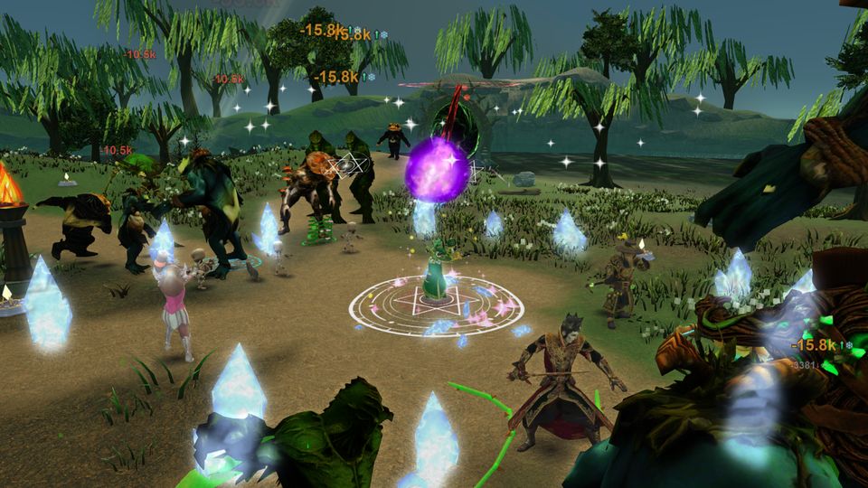 Ice shards and arcane magic in a jungle battle