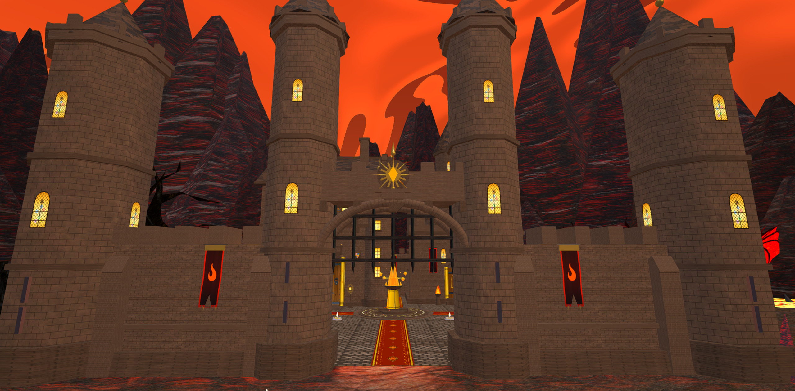 Infernal world - hero combat against lava portals